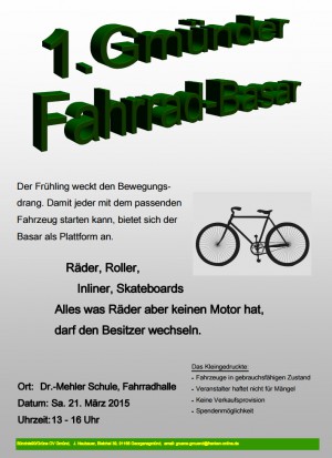 Aushang 1. Gmünder Fahrrad-Basar